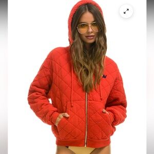 Aviator Nation quilted zip up hoodie